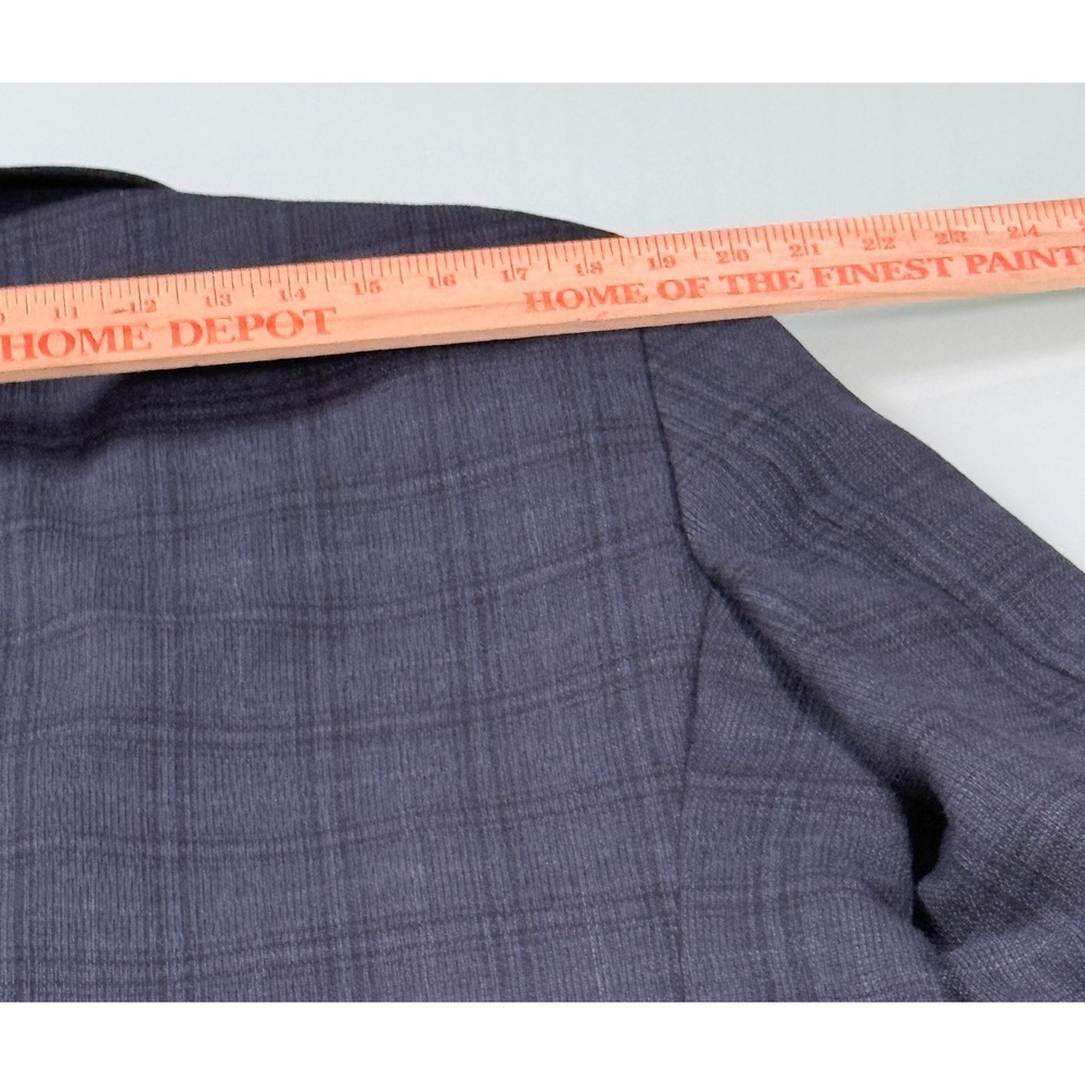 PRONTO UOMO Solid Blue 100% Wool Mens Windowpane Pattern Blazer - 44 Short - Picture 9 of 15